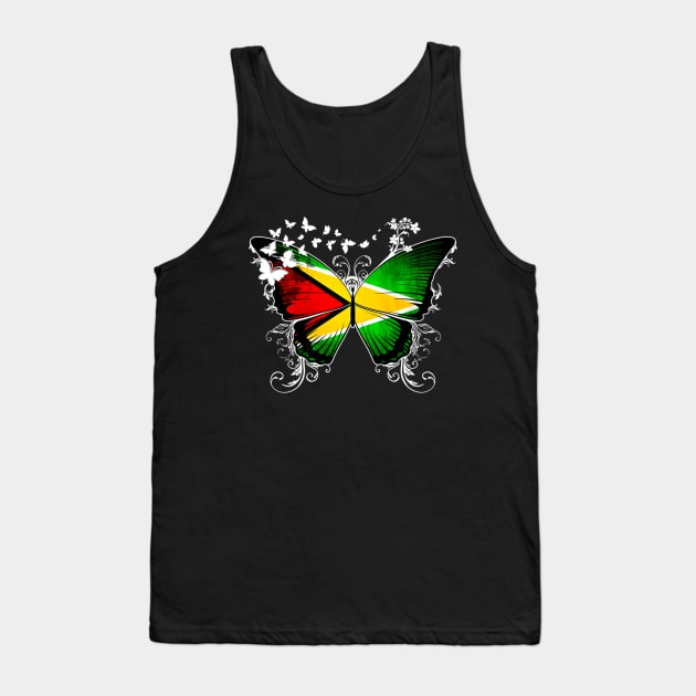 Guyana Flag Butterfly Tank Top by Near-Face Goddess